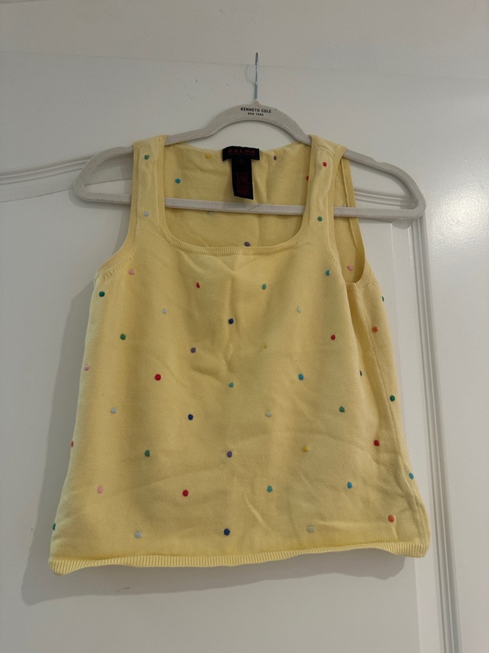 Ralph Lauren Yellow Polka Dot Knit Tank Top
